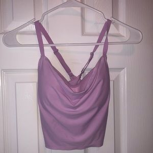 pink cowl neck tank top